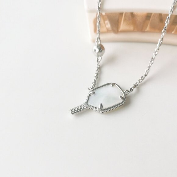 Kendra Scott Pickleball Silver Ivory Mother-of-Pearl Necklace - Picture 2 of 4